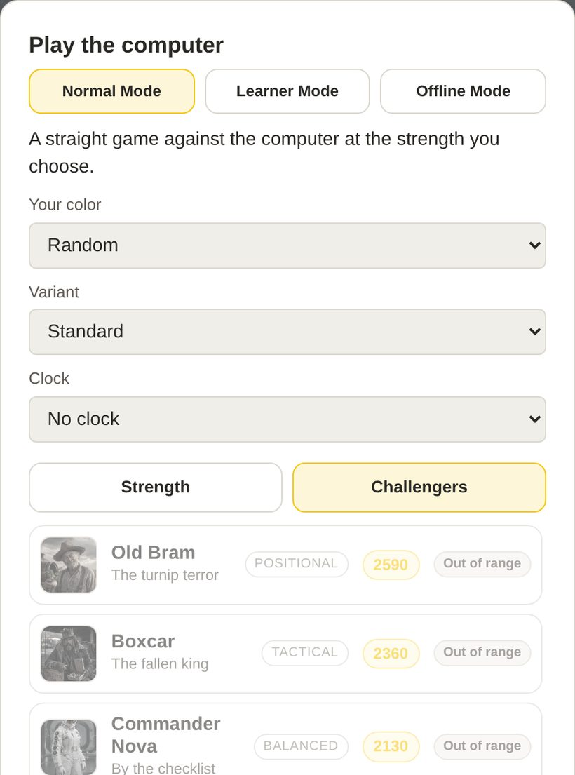 The Challengers picker in the app